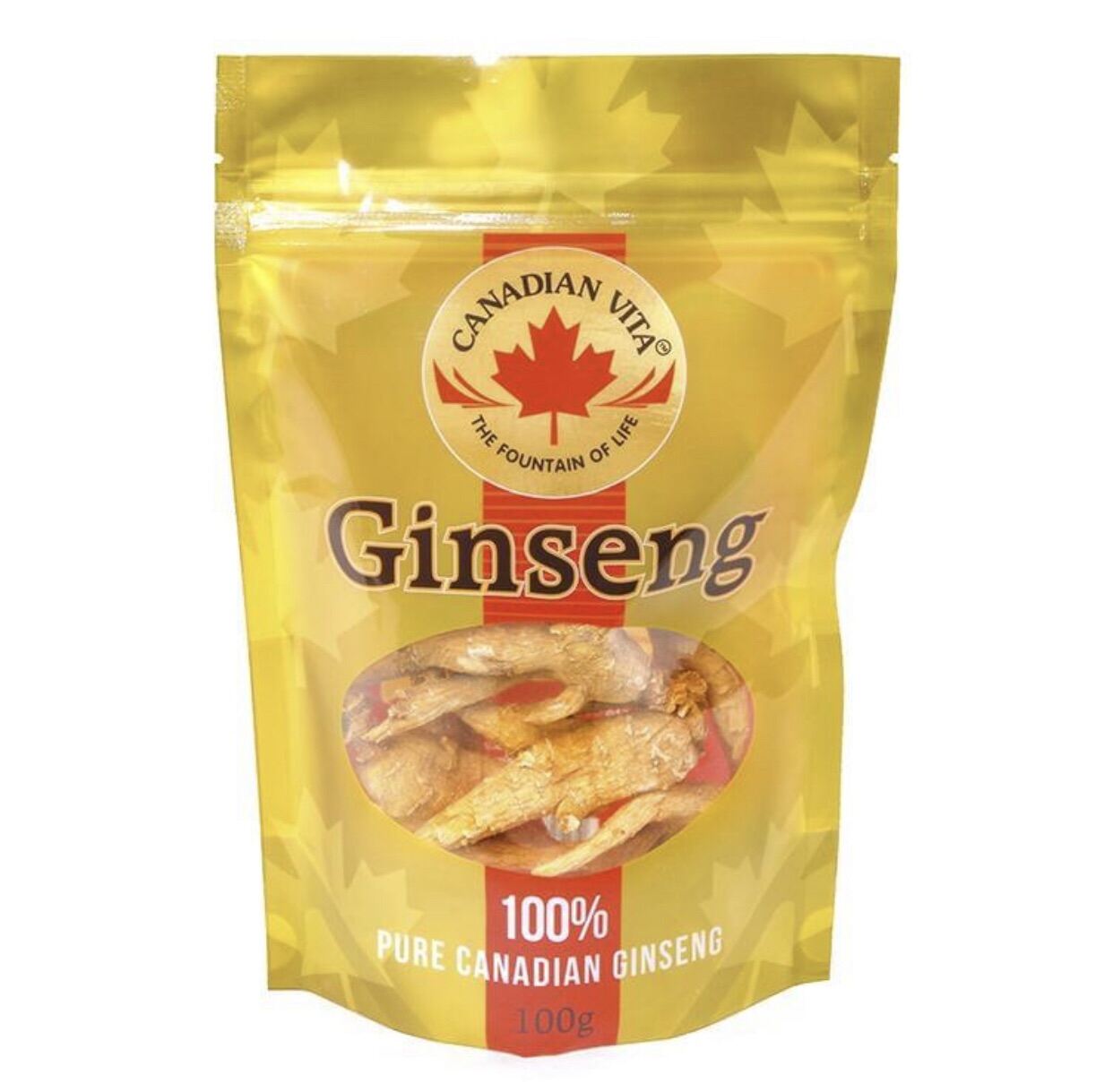 Nhân Sâm Củ Khô Canadian Vita Ginseng Roots (túi 100g) (kèm túi)